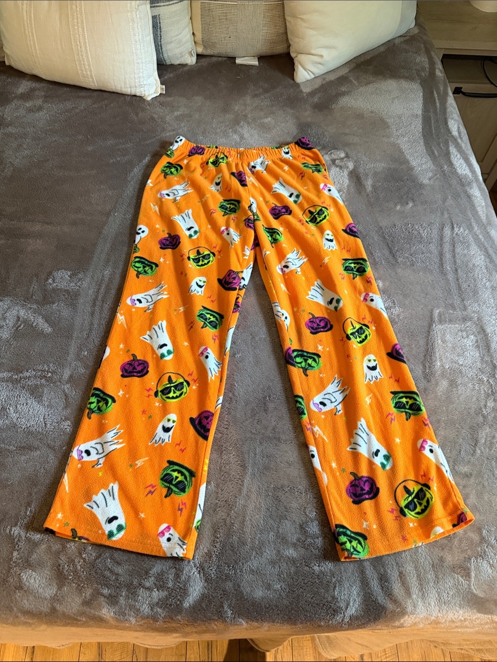 Girls' Halloween Orange Ghost & Pumpkin Pajama Pants